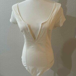 NWOT Free People Intimately White Women's Bodysuit V-WIRE [Sz. L]